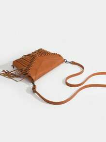 Vintage Personalized Fringed Multilayer Crossbody Bag, Suitable For Street Wear, Parties, Gatherings - Brown - View 3