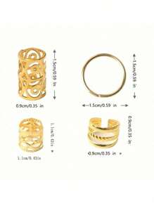 40pcs Gold Color Ring Set Hair Hoops, Perfect For Braids, Vintage Hair Clips