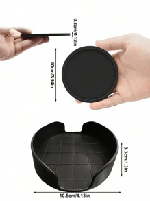 1/3/6pcs Black Silicone Coasters, Heat Resistant Glass Coasters, Beverage, Coffee Table And Bar Furniture Protectors And Heat Coasters, Coffee Cup Round Coasters, Heat Resistant Glass Coasters, Desktop, Kitchen, Office, Bar Bar Table Protectors, Black Coaster Set, Suitable For Any Cup Protectors, Father's Day, Thanksgiving Gifts,Mother's Day, Party Supplies
