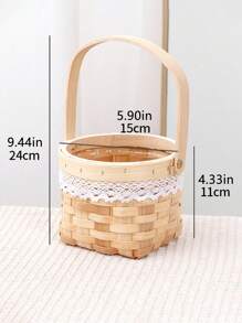 1pc Handwoven Flower Basket, Gift For Women's Day, Teacher's Day, Mother's Day, Succulent Basket, Storage Basket, Rattan Gift Basket