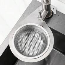 1pc Stainless Steel Sink Strainer Basket Removable Goosehead Storage Drainage Basket Kitchen Hanging Drain Rack - Stainless Steel Color - View 4