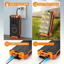 Dung lượng lớn 30000mAh/10000mAh Năng lượng mặt trời cho mọi thiết bị Sạc tích hợp 4 dây Sáu đầu ra Sạc USB, Có đèn flash kép và đèn chiếu sáng, La bàn. Thích hợp cho du lịch, tiệc tùng, làm việc, học tập Lựa chọn tốt nhất để làm quà tặng cho Apple IPhone, IPad, điện thoại Android, quà tặng cho gia đình, bạn bè, sinh nhật, mùa đông, lễ tình nhân, lễ Phục sinh Thích hợp cho vui chơi ngoài trời, mua sắm, du lịch, Nguồn điện di động An toàn và ổn định - màu đen - Xem 8