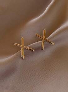 2pcs S925 Sterling Silver Original X-Shaped Elegant Personalized Stud Earrings, Suitable For Women Daily, Festival Party, Jewelry Gift