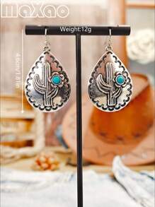 1 stuk Retro Western Style Turquoise Oorbellen, Geschikt voor Dagelijkse Cowgirl Dragen of Evenementen voor Vrouwen, Voeg Deze Vintage Oorbellen Toe Aan Uw Sieradendoos