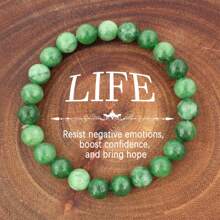 1pc Fashionable Elegant Aventurine Stone Stretch Bracelet, Suitable For Everyday Wear For Women, Bringing Hope And Courage