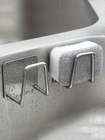 2/4 件不锈钢厨房水槽收纳架 - 粘性、免钻海绵架和沥水架 | 壁挂式衣物和配件收纳挂钩