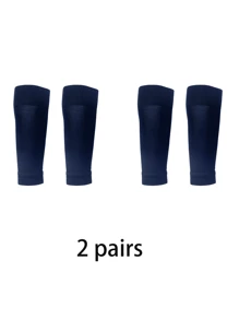 2 paires de chaussettes de compression de football de couleur unie simples, manches de jambe serrées, convenant au football, au basketball, au cyclisme et à d'autres sports de plein air