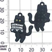 5/10 件黑白珐琅猫饰物卡通书饰动物可爱猫饰物吊坠可制作珠宝钥匙扣手链配饰 - 黑與白 - 查看 19