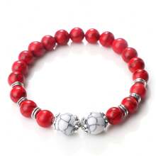 1 件黑线红松石手链配合金花盘混色天然石手链复古魅力珠宝浪漫礼物