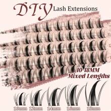Fairy Lash Clusters Kit 10-18mm Manga Eyelash Clusters C Curl - WideSpan DIY Eyelash Extensions Kit Wet-Look Spiky Anime Lashes Individual Fake Eyelashes Clusters Kit Ultra-Thin Invisible Lash Band - 黑色 - 查看 5