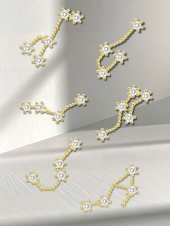 925 Sterling Silver 12 Zodiac Sign Earrings Plated 18K Gold, Unique Cartilage Earring For Daily Stacking