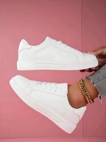 Chaussures de patinage mode à lacets pour femmes, chaussures plates confortables antidérapantes, chaussures de sport casual pour extérieur