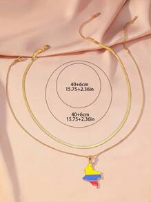 2pcs/Set High-End Dopamine Resin Colorful Geometric Multi-Layer Necklace, Suitable For Daily Eye-Catching Wear