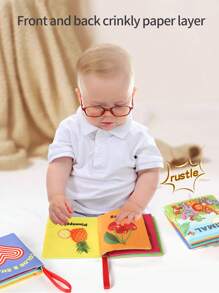 1 Set/6pcs Tear-Resistant Cloth Books, Suitable For Early Education Of Infants, Washable Cloth Books With Fruit & Animal Patterns, Promote Early Learning And Cognitive Development, Baby Books, Educational Cloth Books, Christmas, Birthday Gift Recommendation For Boys And Girls, Halloween, Thanksgiving, Christmas Party Decorations - Multicolor - View 7