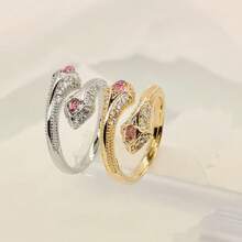 1 件时尚女士别致百搭配饰戒指，镶嵌合成方晶锆石，高品质，适合派对、约会、礼物，经典简约设计