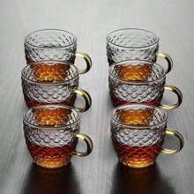 Juego de 12 piezas/6 piezas/4 piezas/2 piezas de taza de vidrio con patrón de escamas de dragón, taza de café, copa de vino, taza de té de 120 ml, taza de lujo, vaso de whisky, adecuado para té, café, hogar, oficina, cafetería