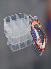 1 Peça De Caixa De Armazenamento Transparente De 3 Camadas E 18 Grades, Caixa De Organização De Brinquedos, Joias E Acessórios, Contêiner De Armazenamento Portátil, Presente Para O Dia Dos Namorados - aleatotia - Visão 2