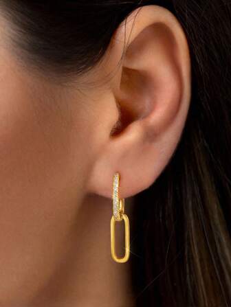 Newsoul 1pair Elegant Rectangular Hoop Earring Ladies Jewelry For Women S925 Sterling Silver Exquisite Zirconia Geometry Hoop Earring Fine Jewelry Gift For Girl Daily Dating Decor For Sisters Friendship