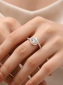 1pc Luxury Angel's Kiss Design Minimalistic Couple Rings, - Simple Diamond Ring - View 1