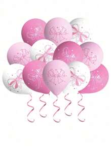 18 stuks 30 cm roze latex strikballonnen voor vrijgezellenfeestdecoraties, strikthema verjaardagsfeestjes, leuke benodigdheden voor bruidsverlovingsfeesten, geschikt voor achtergronddecoratie voor verjaardagsfeestjes, bruiloftsdecoratie, buitenfotografie, fotografie-rekwisieten, accessoires voor het instellen van scènes