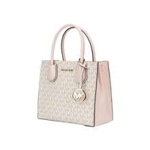 Michael Kors MERCER Presbitério de PVC Médio com Bolsa de Couro Crossbody para Mulheres 35S1GM9M2B PWD BLSH MLT