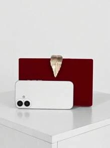 Sac de soirée en forme de boîte en velours à la mode pour femmes, sac à main de soirée de couleur abricot avec décoration boucle métallique feuille, sac de fête, sac de mariée avec chaîne