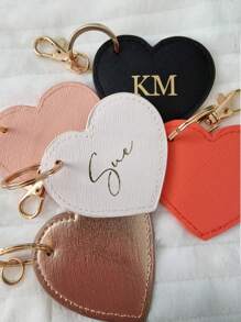 Personalized Heart Keyring, Monogram Heart Key Clip, Faux Leather Bag Charm, Initials Keychain, Gift For Her, Birthday, Bridesmaid, Laser Engraved On PU Leather,Dawg,Engraved, Stainless,Colorful,Cute,Adorable,Funny,Kawaii,Y2K,Stylish,Unisex,Casual,Custom,Personalized,Unique,Customized,Ideal Gifts For Him,Ideal Gifts For Her,Her,Boyfriend,Girlfriend,Family,Friends,Youth,For Anniversaries,For Birthdays,For Graduation,For Housewarming,For Weddings,Bag Charms,School Supplies,Back To School,School Gift,For Office,For School,For Classroom,For Teacher Gifts,For University,For Colleague,For Dorm Rooms,For Teacher,For Boys And Girls,For Teenagers,Junior High School Students,Middle School Students,High School Senior High School Students,College Students,University Students,Freshman,Sophomore,Underclassmen,Delicate Romance, Utilitarian Chic