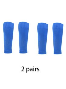 2 paires de chaussettes de compression de football de couleur unie simples, manches de jambe serrées, convenant au football, au basketball, au cyclisme et à d'autres sports de plein air