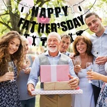 黑色闪光父亲节快乐横幅，我们爱爸爸横幅，父亲节派对装饰品，最佳爸爸父亲节横幅，父亲节派对用品照片道具 - Black Glittery - 查看 2