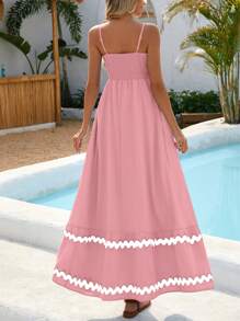 Valentine's Day Women's Summer Flowy Dress Casual Sleeveless Beach Holiday Dress With Thin Straps - 粉色 - 查看 2