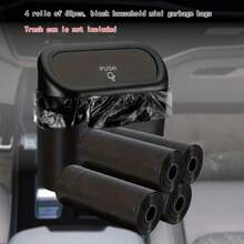 4 Rolls/60pcs Disposable In-Car Mini Trash Can Garbage Bags, Convenient Garbage Bag Organizer - Black - View 2