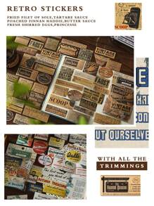 100 Stücke Retro Aufkleber, geeignet für Scrapbooking, amerikanische Vintage Dekorationsaufkleber für Studenten, Schulmaterial, Graffiti Aufkleber, Geschenk zum Schulanfang, Dekorationsmaterial