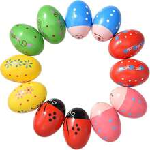 6/12 Pcs Random Color Wooden Easter Eggs ForEaster Basket Stuffers, Wooden Percussion Musical Egg Shakers Maracas ,Musical Percussion Instruments For Valentines Easter