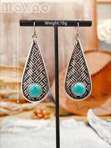 1 stuk Retro Western Style Turquoise Oorbellen, Geschikt voor Dagelijkse Cowgirl Dragen of Evenementen voor Vrouwen, Voeg Deze Vintage Oorbellen Toe Aan Uw Sieradendoos