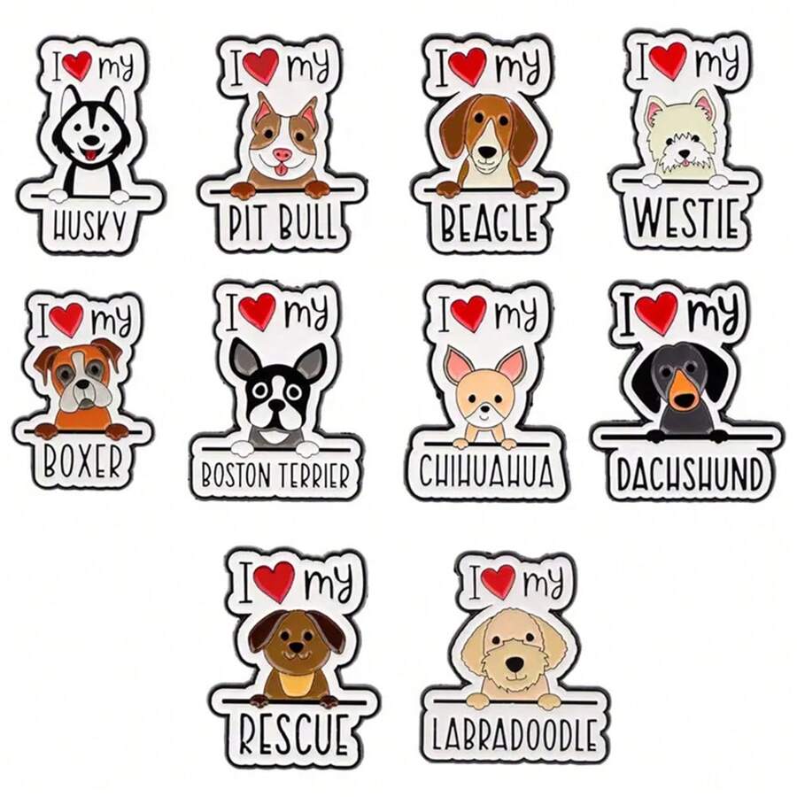 可爱狗狗珐琅别针 翻领别针 背包上的徽章 女士胸针 衣服礼品 珠宝 时尚配饰 - NR10733 - 查看 1