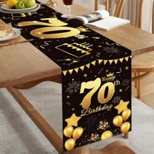 Mantel elegante de cumpleaños de color negro y dorado multicolor, 1 pieza de tela de poliéster antideslizante y rectangular para decoración de fiesta de cumpleaños, adecuado para hombres y mujeres