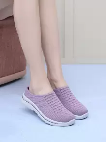 Women's Fashion Slippers, Soft Knit Flat Shoes, Breathable Soft Bottom Shoes, Casual Lightweight Slip-On Flats Suitable For Mothers And Pregnant Women, Size Runs Small