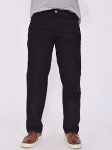 Calça Preta Balão Tradicional Larga Masculina Sarja - Preto - Visão 1