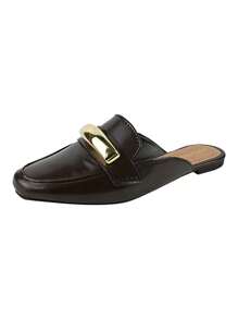 Monte Shoes CM Women's Mule Shoes Square Toe Large Embellishment Napa Intense Shine - Black - View 4