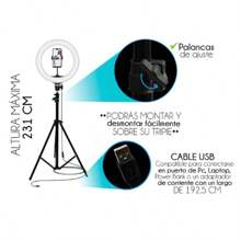 Aro de Luz 12 Pulgadas con Luz Led Blanca + Tripie - Negro - Ver 3