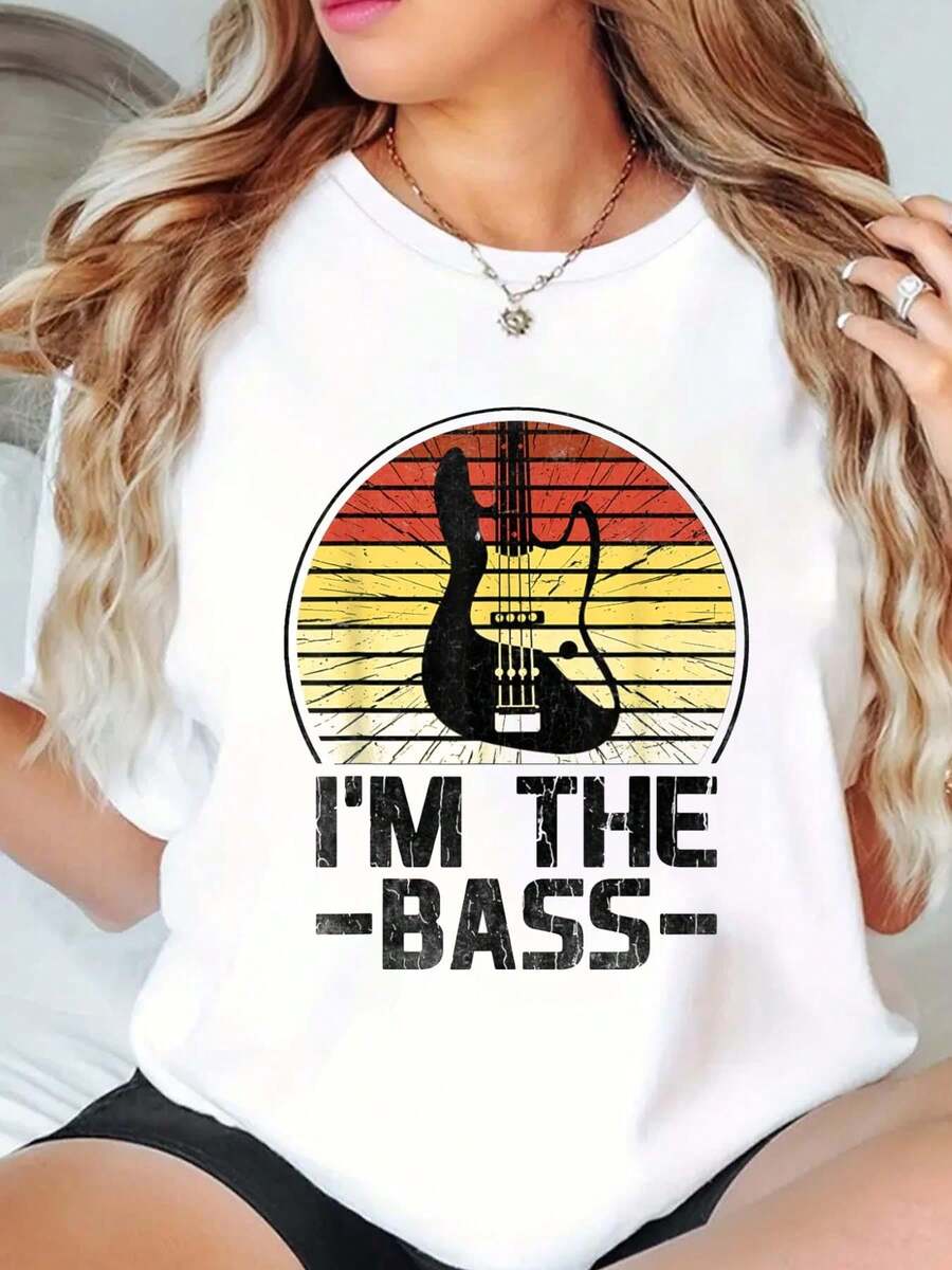Retro I'M The Bass Guitar Player Bassist Musician Band T-Shirt - 白色 - 查看 1