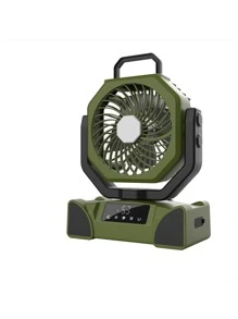 便携式露营风扇，带照明，可为手机充电，带遥控器，帐篷风扇，带 20,000 Ah 电池，双风扇叶片，270° 摆动，旋转挂钩，非常适合露营， - 彩色 - 查看 3