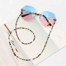 1pc Bohemian Style Colorful Rice Bead Eyewear Chain, Mask Chain, Eyewear Strap, Sunglasses Necklace, Eyewear Strap (Excluding Glasses) Suitable For Giving To Mothers, Wives, And Girls