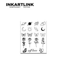 INKARTLINK 革命性技术纹身，半永久性 Y2K 纹身，蜜蜂，月亮，手指，微型，临时纹身，防水，逼真的纹身外观，植物纹身，女孩用品 - 黑色 - 查看 4