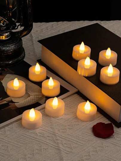 6/12/24pcs LED Electronic Tea Light Candles, Battery Powered Flameless Candles, Tea Light Candles For Wedding, Romantic Candle Lights, Suitable For Birthday Party Wedding Decoration Candles Easter Gifts Graduation