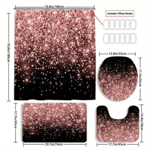 4pcs Pink Rhinestone Rain Curtain Gift Shower Curtain Decoration, Beautiful Housewarming Gift Modern Home Decoration, Waterproof Shower Curtain And Toilet Floor Mat Three Piece Set With 12 Shower Curtain Hooks Home Bathroom Decor Bathroom Accessories Back To School Fall Decor