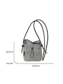 Minimalist Casual Lightweight Crossbody Bag, Multifunctional Shoulder Bag, Unisex, Portable Phone Pouch With Drawstring Pocket - Grey - View 7