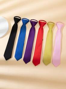1 件 32 厘米可调节纯色窄领带，适合儿童、学生、表演、搭配西装、正装衬衫的日常配饰 - 彩色 - 查看 29