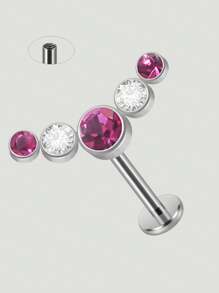 1PC Stainless Steel Internal Thread Labret Lip Ring Synthetic Opal&Rhinestones Cluster Curved Ear Cartilage Tragus Helix Daith Piercing Jewelry Unisex - Silver - View 12
