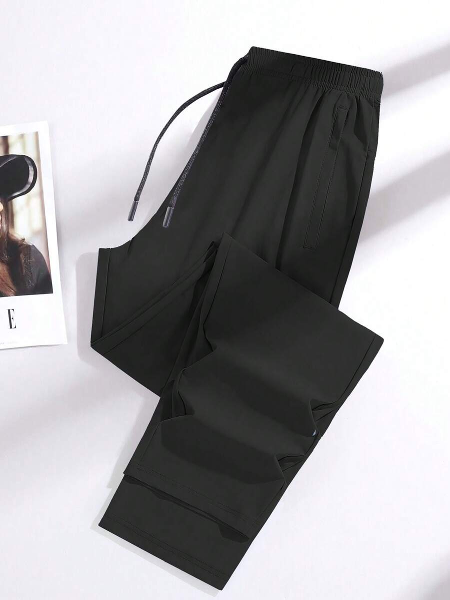 Women's Breathable Elastic Waist Straight Leg Casual Sports Pants, Versatile For Workout, Yoga, Summer - Multicolor - View 1